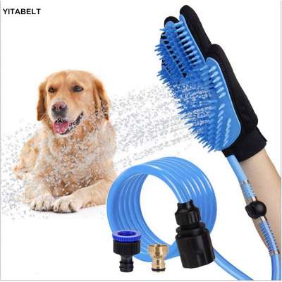 Silicone Pet Cleaning Massage Bathing Glove Brush With Water Pipe Cat Dog Bath Artifact